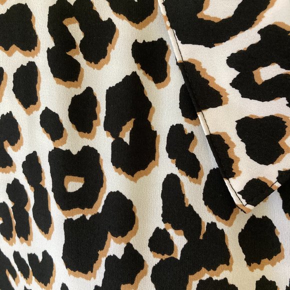 susan graver button down silky top NWOT leopard print size 24W black white - Picture 5 of 11